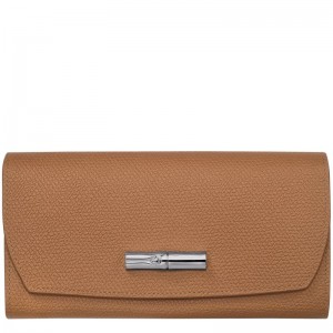 Beige Women's Longchamp Roseau Continental Wallet | 3825-OLUDK