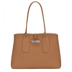 Beige Women's Longchamp Roseau L Tote Bags | 3158-JXFVL