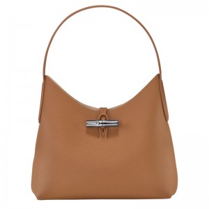 Beige Women's Longchamp Roseau M Hobo Bag | 5278-KROSH