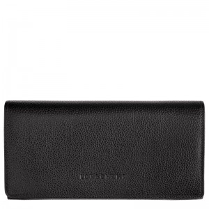 Black Women's Longchamp Le Foulonné Continental Wallet | 5816-QPGFC