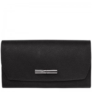 Black Women's Longchamp Roseau Continental Wallet | 5819-PHDGR