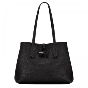 Black Women's Longchamp Roseau Essential M Tote Bags | 3816-APIQT