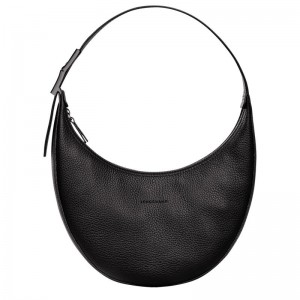 Black Women's Longchamp Roseau Essential M Hobo Bag | 1387-WCPLB