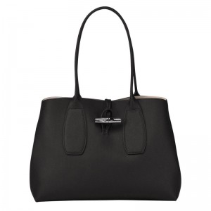 Black Women's Longchamp Roseau L Tote Bags | 0316-IXHAC