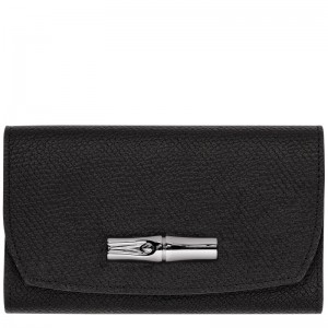 Black Women's Longchamp Roseau Wallet | 7082-XUGIK