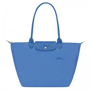 Blue Women's Longchamp Le Pliage Green L Tote Bags | 4891-XKEGI