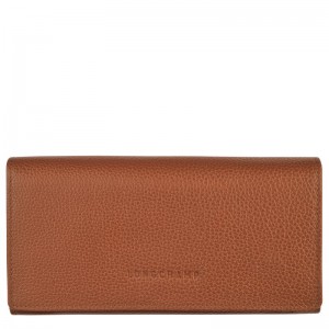 Brown Women's Longchamp Le Foulonné Continental Wallet | 9613-MNQDY