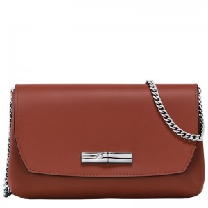 Brown Women's Longchamp Roseau Clutch Bag | 3718-RIKJV