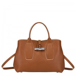 Brown Women's Longchamp Roseau M Handbag | 7834-YHMOF