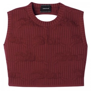 Burgundy Women's Longchamp Sleeveless Tops | 1653-XFPYU