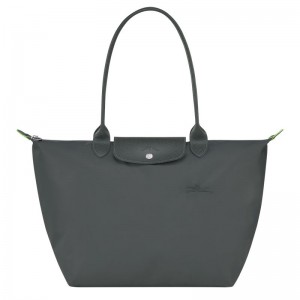 Deep Grey Women's Longchamp Le Pliage Green L Tote Bags | 0915-BJURW