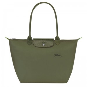 Green Women's Longchamp Le Pliage Green L Tote Bags | 7438-FVEKN