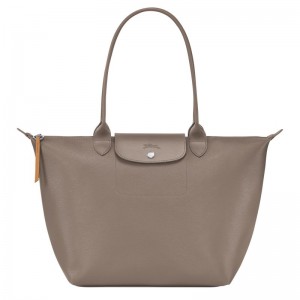 Grey Brown Women's Longchamp Le Pliage City L Tote Bags | 5269-XPVAD