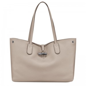 Grey Women's Longchamp Roseau Essential L Tote Bags | 7128-YKDMX