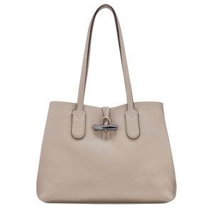 Grey Women's Longchamp Roseau Essential M Tote Bags | 1950-KJYRN