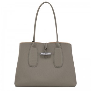 Grey Women's Longchamp Roseau L Tote Bags | 9726-VQULC