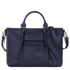 Navy Women's Longchamp 3D L Handbag | 1740-MIKQS