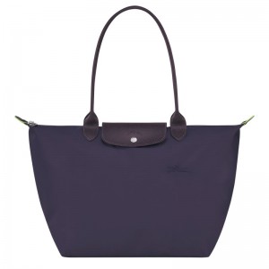 Navy Women's Longchamp Le Pliage Green L Tote Bags | 0573-DAUOK