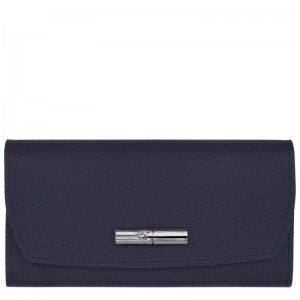 Navy Women's Longchamp Roseau Continental Wallet | 8216-FJHOK