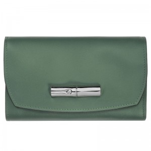 Olive Women's Longchamp Roseau Wallet | 1609-UTZCP