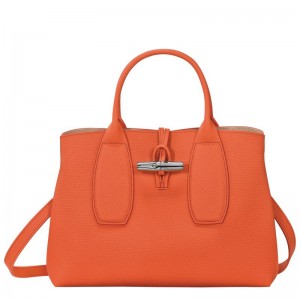 Orange Women's Longchamp Roseau M Handbag | 7629-ERVMD