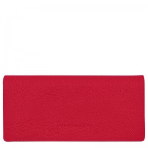 Red Women's Longchamp Le Foulonné Continental Wallet | 7306-UABHP