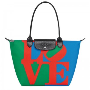 Red / Navy Women's Longchamp x Robert Indiana M Tote Bags | 2365-YPQRB