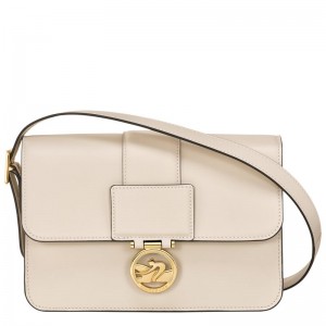 White Women's Longchamp Box-Trot M Crossbody Bags | 6340-GEDJU