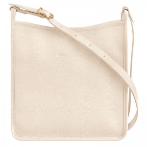 White Women's Longchamp Le Foulonné M Crossbody Bags | 7325-GOIMJ