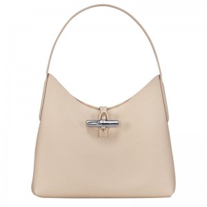 White Women's Longchamp Roseau M Hobo Bag | 4375-BCRDL