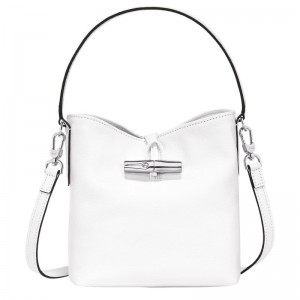 White Women's Longchamp Roseau XS Bucket Bags | 0685-CLSPA