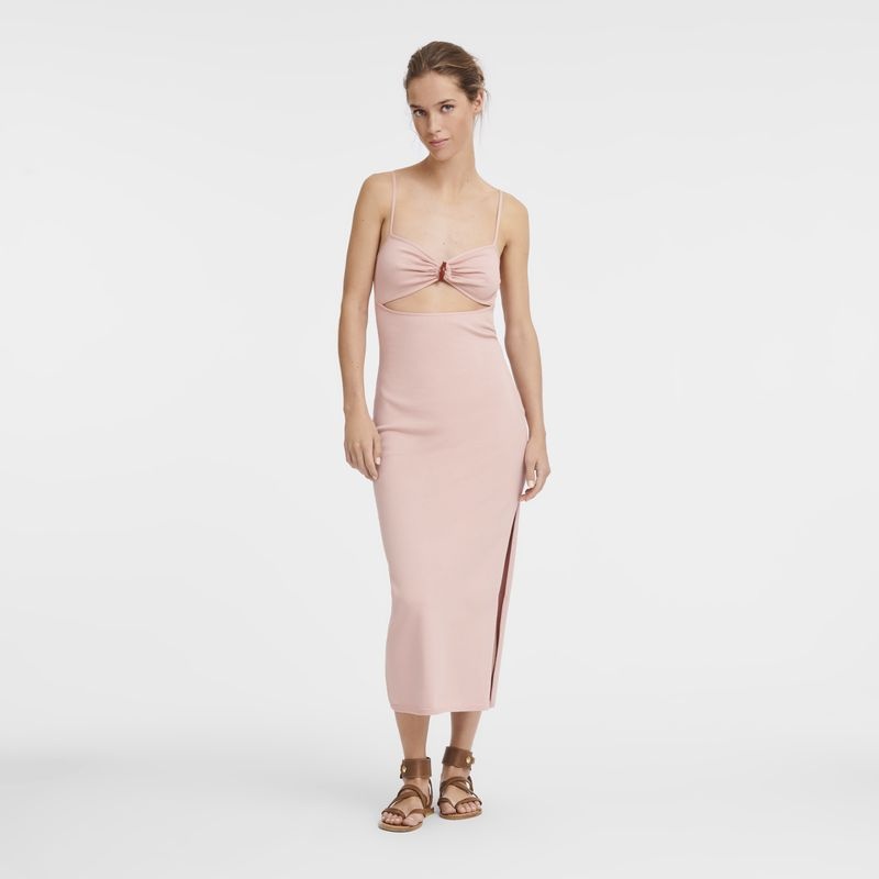 Beige Women's Longchamp Midi Dress | 3502-OMYCP