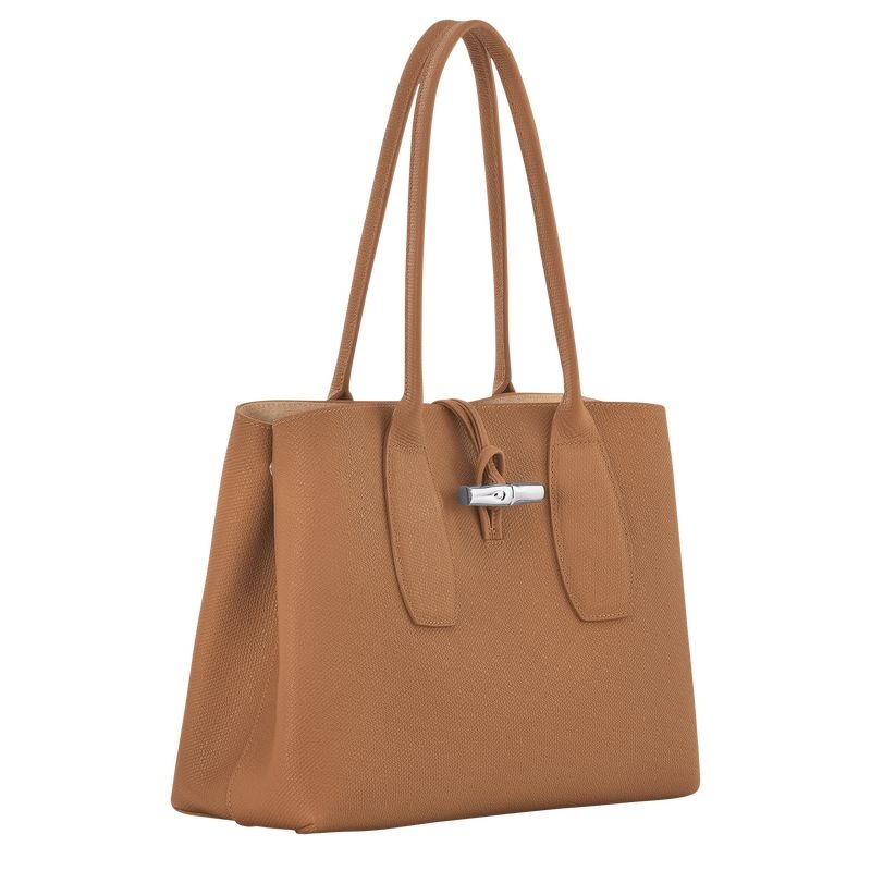 Beige Women's Longchamp Roseau L Tote Bags | 3158-JXFVL