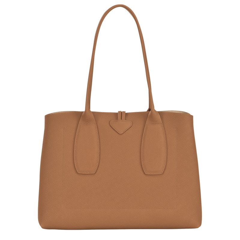 Beige Women's Longchamp Roseau L Tote Bags | 3158-JXFVL