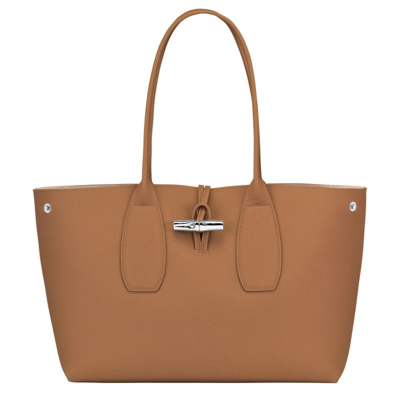 Beige Women's Longchamp Roseau L Tote Bags | 3158-JXFVL