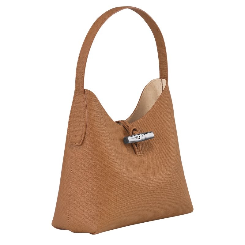 Beige Women's Longchamp Roseau M Hobo Bag | 5278-KROSH