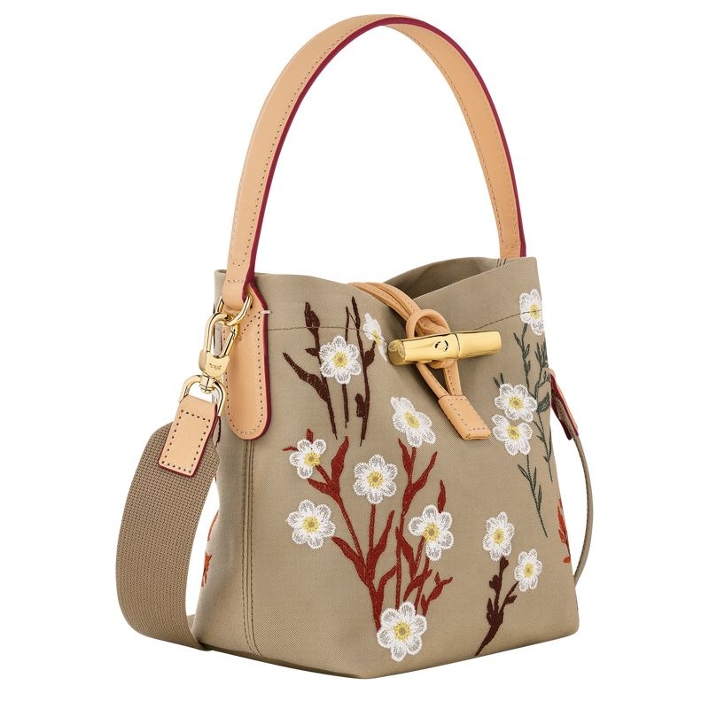 Beige Women's Longchamp Roseau XS Bucket Bags | 7946-LPUAH