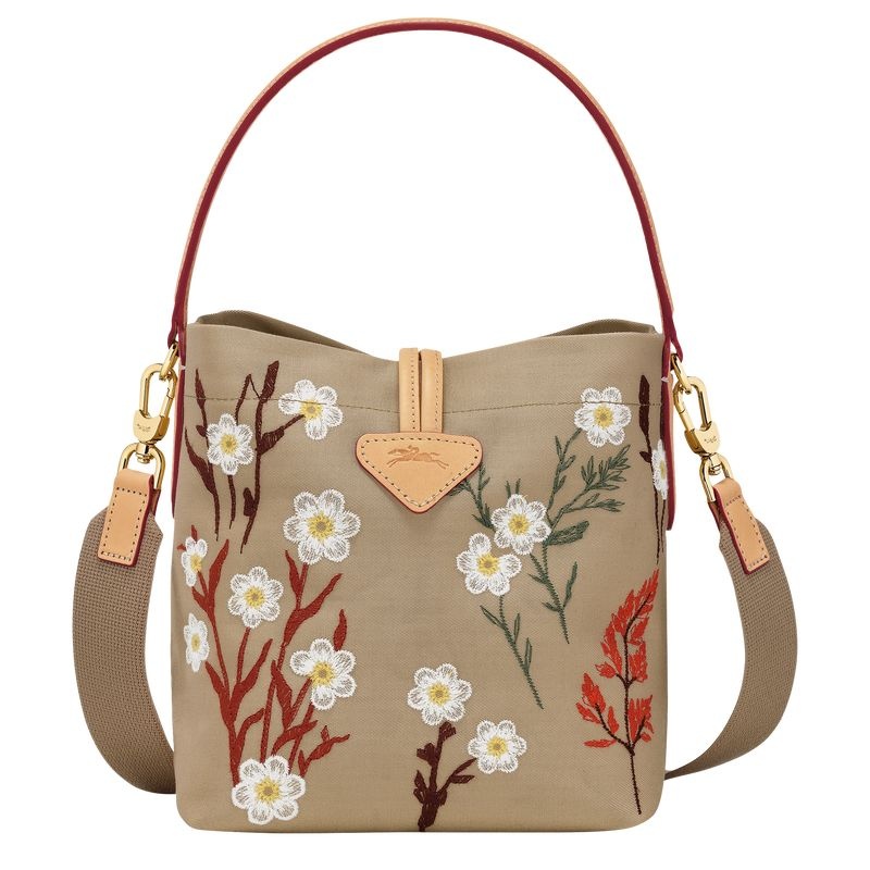 Beige Women's Longchamp Roseau XS Bucket Bags | 7946-LPUAH