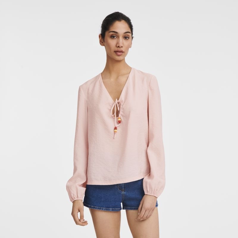 Beige Women's Longchamp Shirts | 0938-OSFAV