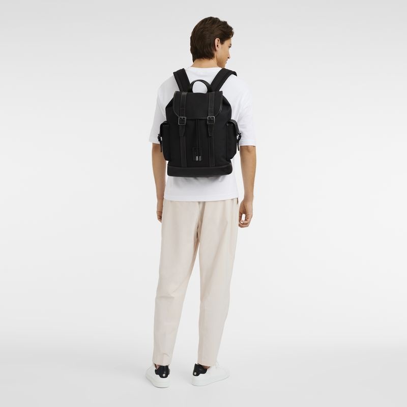 Black Men's Longchamp Boxford Backpacks | 0716-HABJY