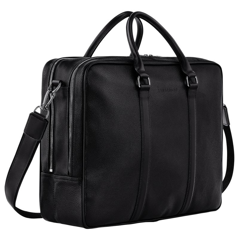 Black Men's Longchamp Le Foulonné L Briefcase | 0362-WVCOD