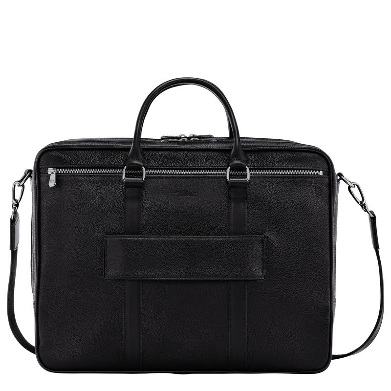 Black Men's Longchamp Le Foulonné L Briefcase | 0362-WVCOD