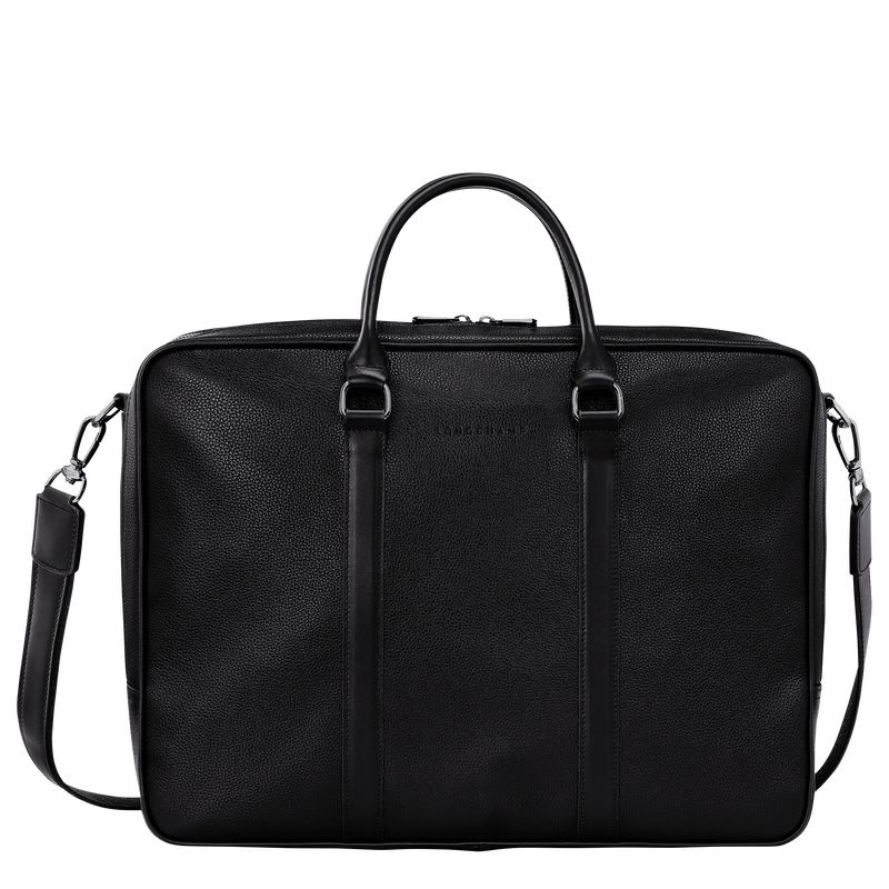 Black Men\'s Longchamp Le Foulonné L Briefcase | 0362-WVCOD