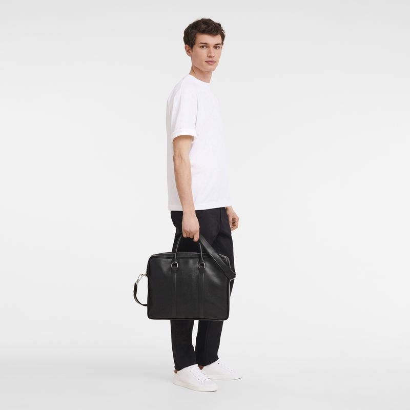 Black Men's Longchamp Le Foulonné M Briefcase | 3761-TVDNE