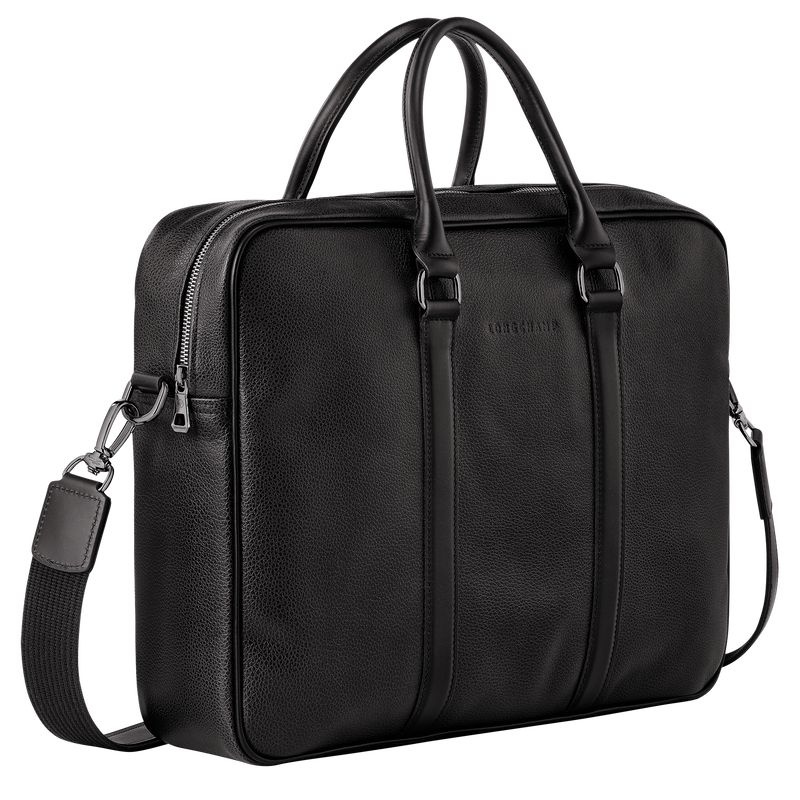 Black Men's Longchamp Le Foulonné M Briefcase | 3761-TVDNE