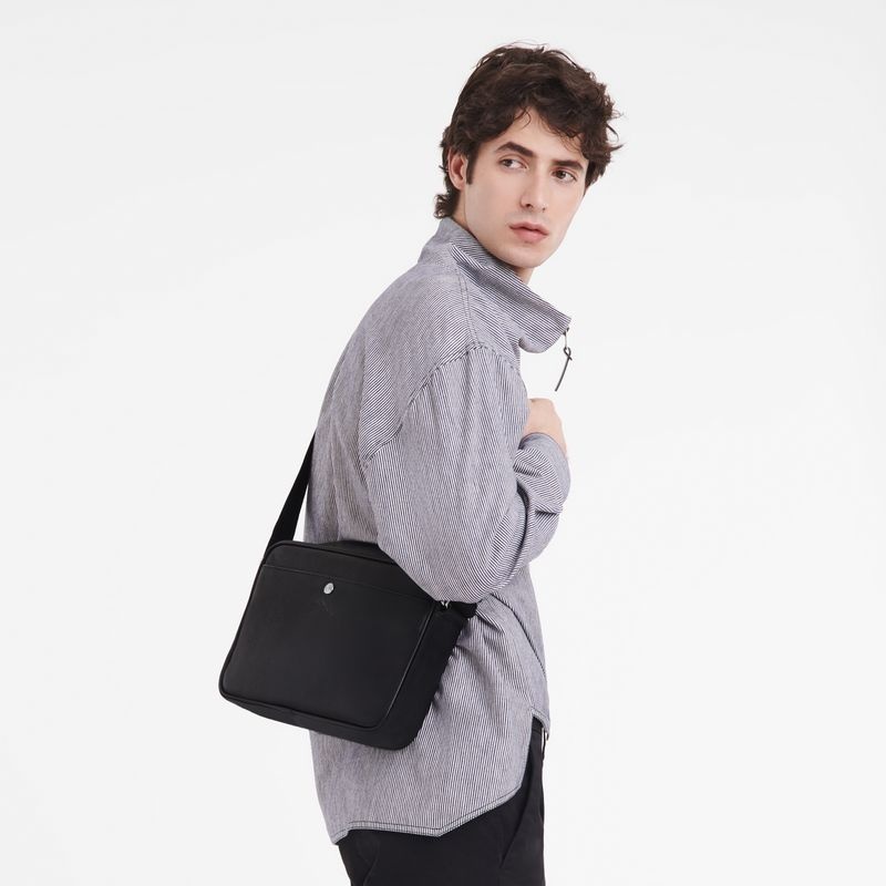 Black Men's Longchamp Le Foulonné M Crossbody Bags | 3809-IVHZX