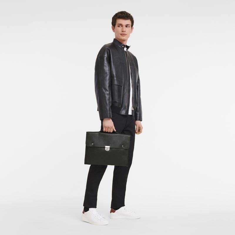 Black Men's Longchamp Le Foulonné S Briefcase | 0783-LWNFX