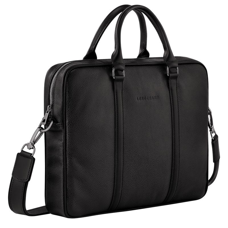 Black Men's Longchamp Le Foulonné XS Briefcase | 8140-SIDKJ