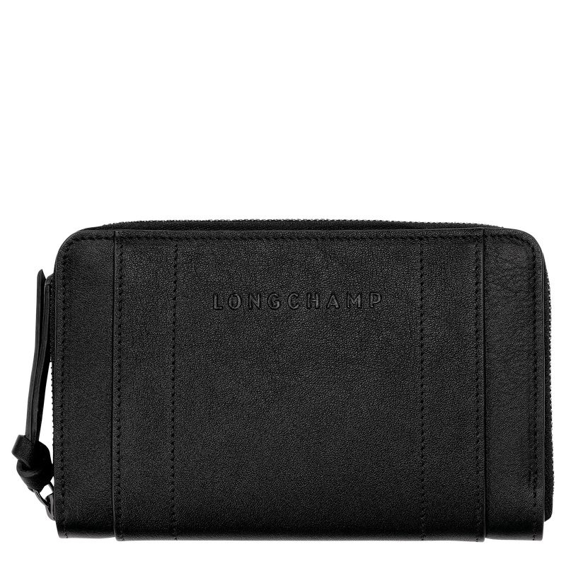 Black Women\'s Longchamp 3D Wallet | 3618-QMAFB