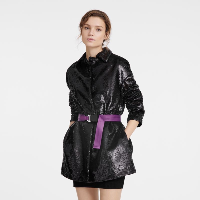 Black Women's Longchamp Coats | 0941-MGFAS